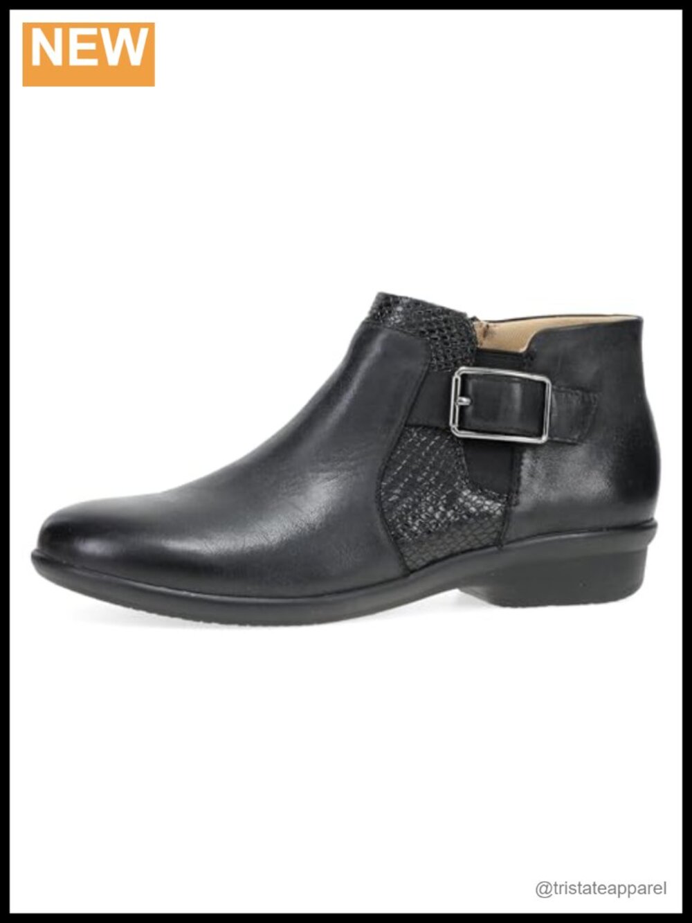 Leather Ankle Bootie with Zip Closure Water Resistant